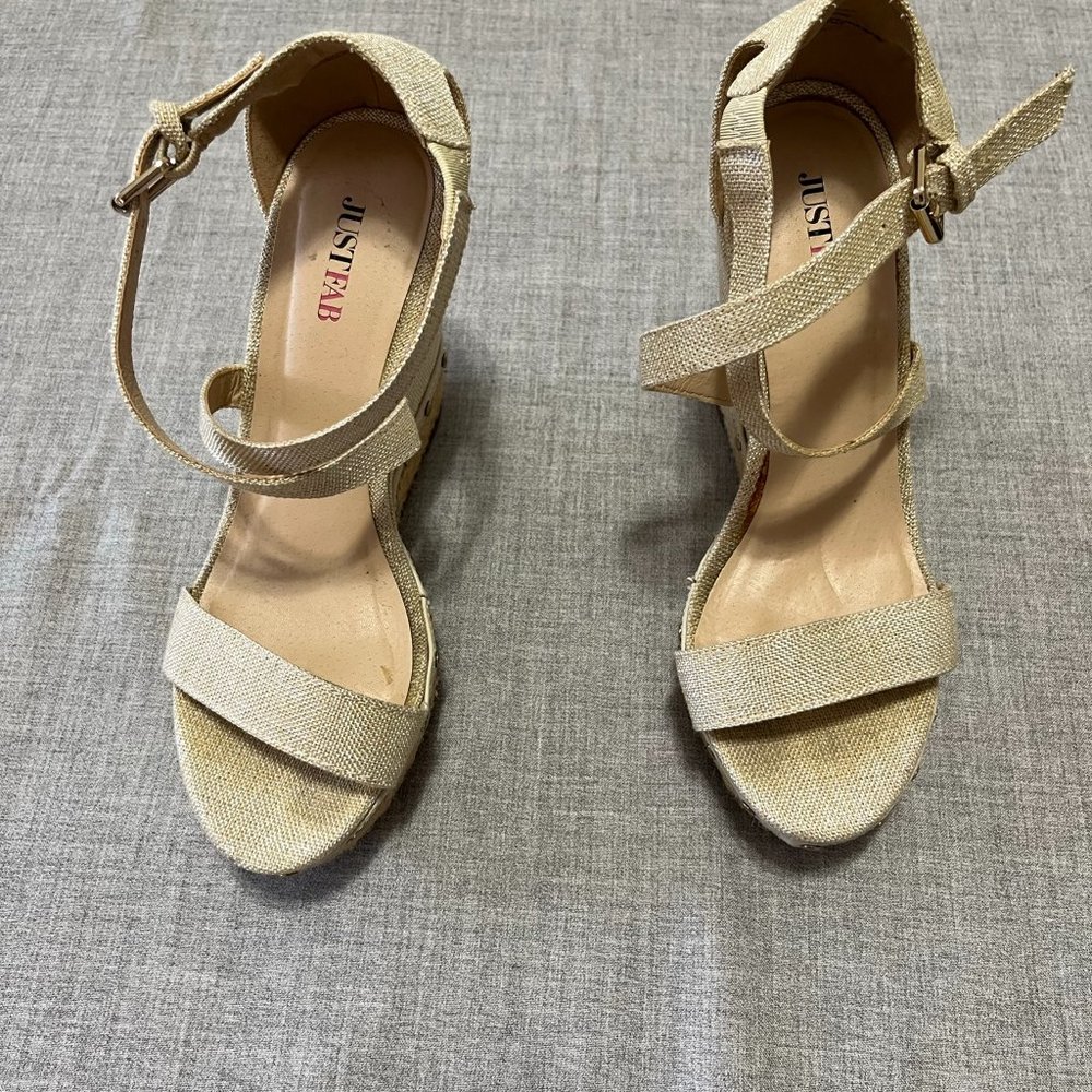 Wedge light beige heels